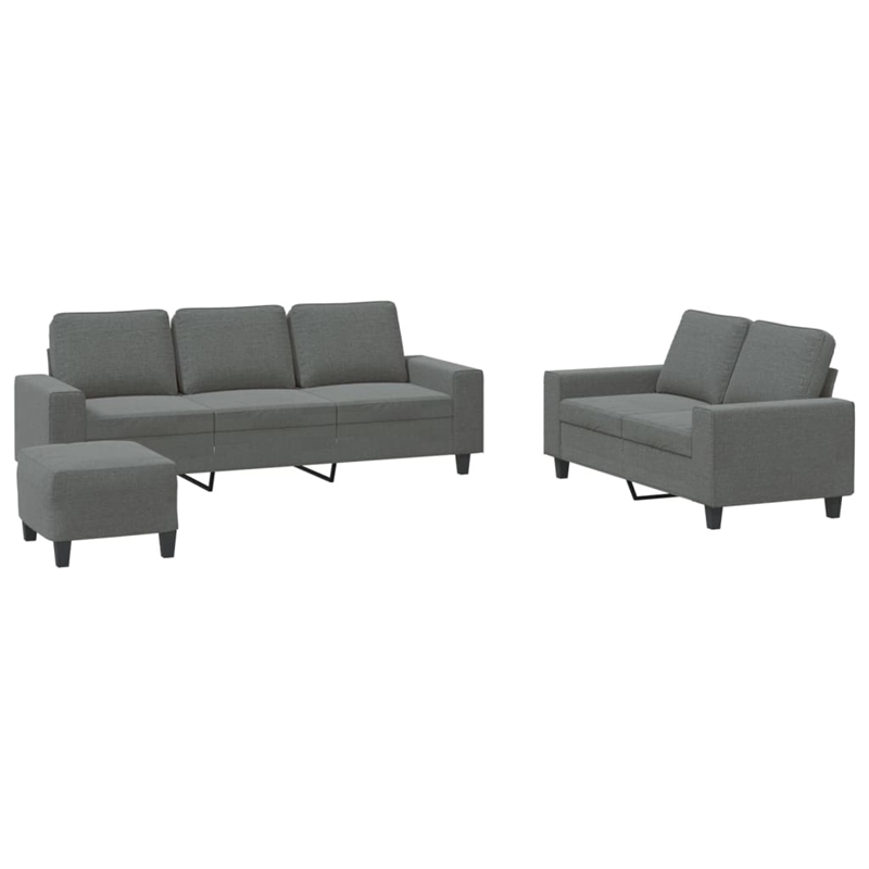 Vidaxl Metal Sofa Set in Dark Grey Polyester Fabric