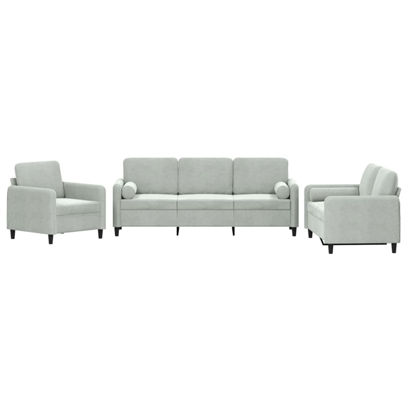 Vidaxl 3 Piece Sofa Set in Light Gray Velvet