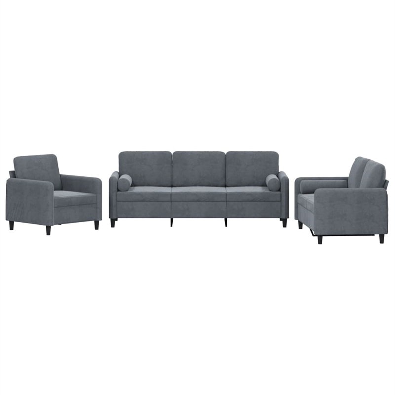 Vidaxl Rectangular Modern Sofa Set in Dark Grey Velvet