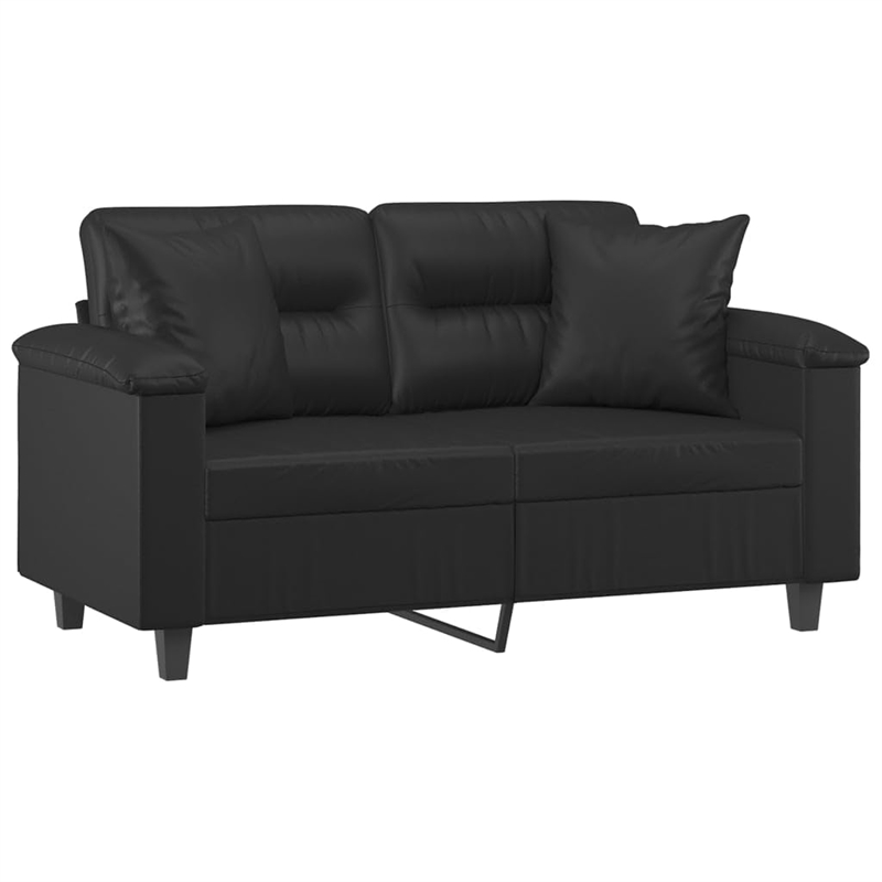 Vidaxl Metal 2-Seater in Sofa Black Faux Leather