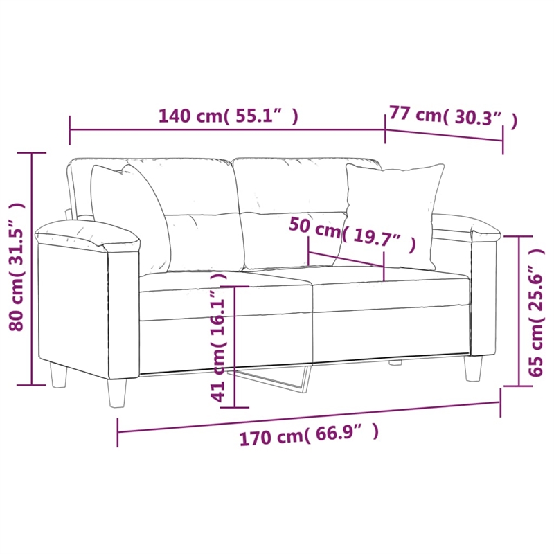 Vidaxl Metal 2-Seater Sofa in Light Grey
