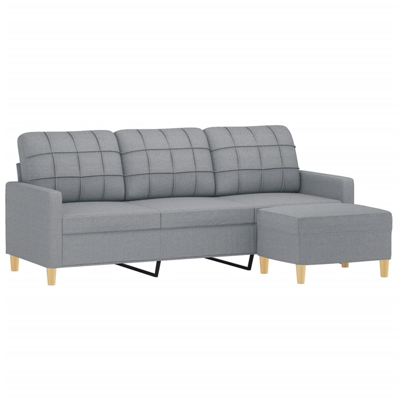 Vidaxl 3-Seater Sofa with Footstool in Light Grey