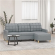 Vidaxl 3-Seater Sofa with Footstool in Light Grey