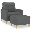 Vidaxl Compact Single Sofa Chair with Footstool in Dark Gray Fabric