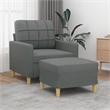 Vidaxl Compact Single Sofa Chair with Footstool in Dark Gray Fabric