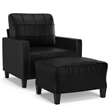 Vidaxl Single Sofa Chair with Footstool in Black Faux Leather