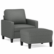 Vidaxl Single Single Sofa Chair with Footstool in Dark Grey Fabric