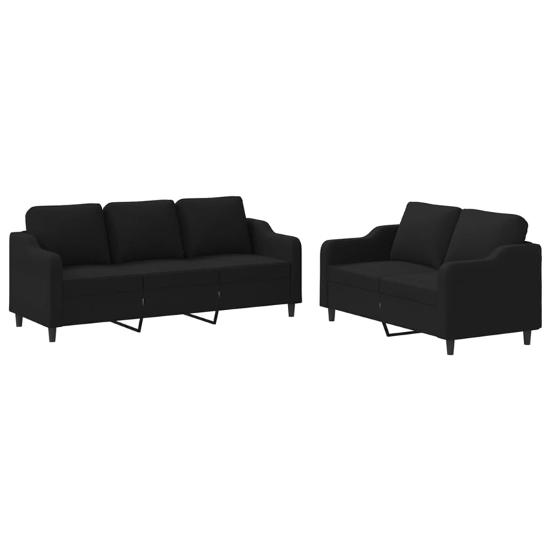 Vidaxl Metal Sofa Set in Black Fabric