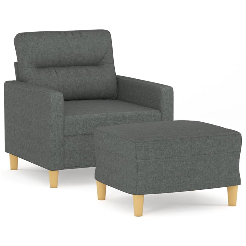 Vidaxl Single Sofa Chair with Footstool in Dark Grey