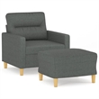 Vidaxl Single Sofa Chair with Footstool in Dark Grey