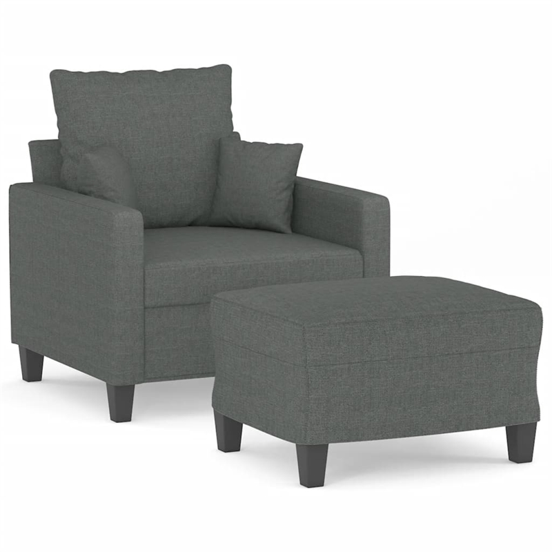Vidaxl Single Sofa Chair with Footstool in Dark Gray