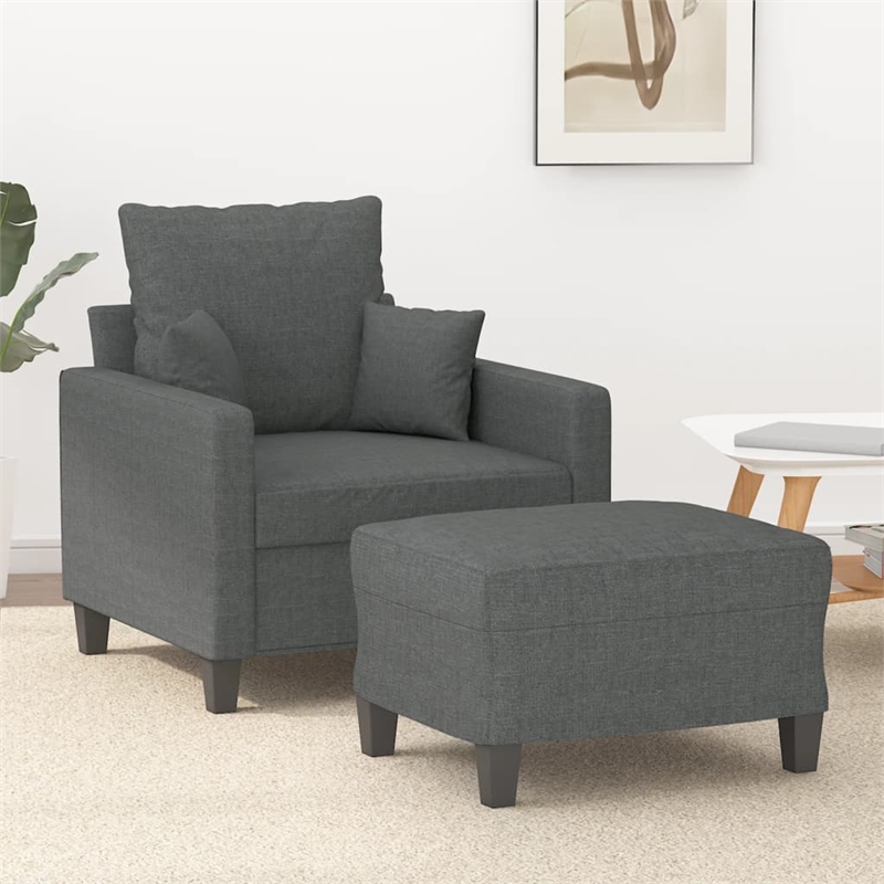 Vidaxl Single Sofa Chair with Footstool in Dark Gray