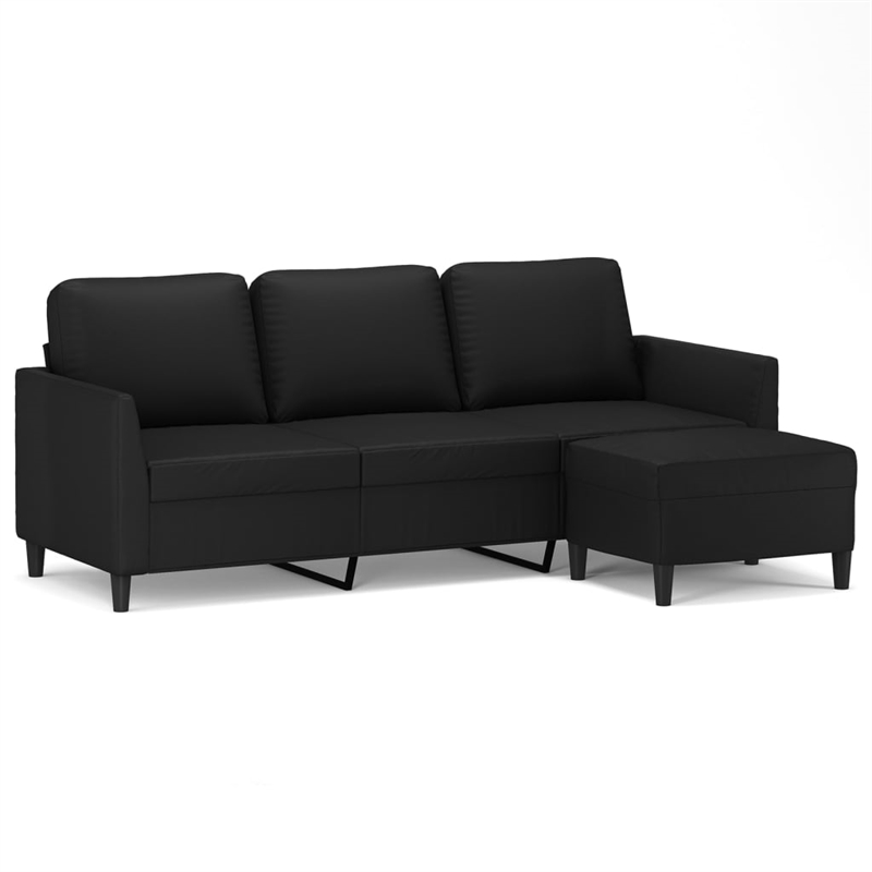 Vidaxl 3-Seater Sofa with Footstool in Black