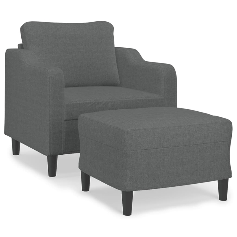Vidaxl Single Sofa Chair with Footstool in Dark Grey