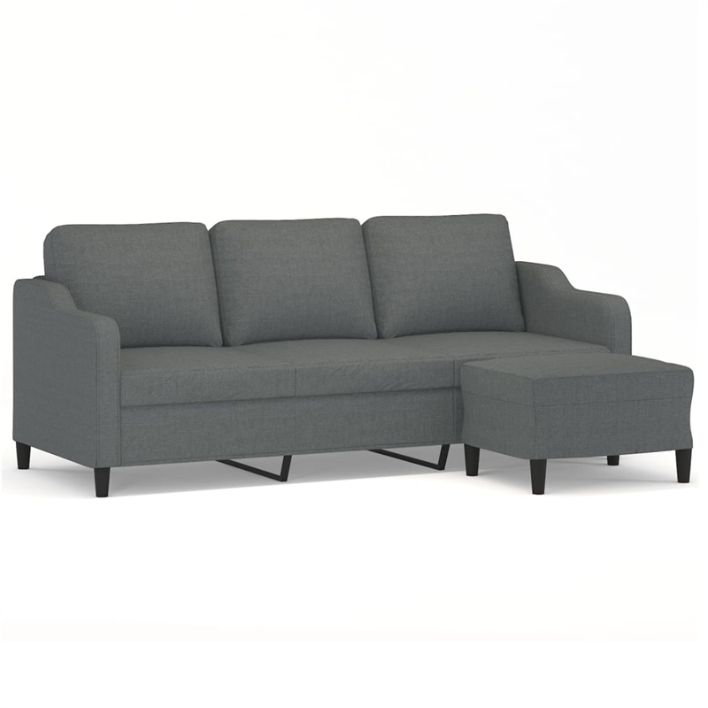 Vidaxl 3-Seater Sofa with Footstool in Dark Grey