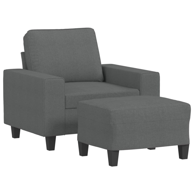 Vidaxl Single Sofa Chair with Footstool in Dark Grey