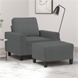 Vidaxl Single Sofa Chair with Footstool in Dark Grey