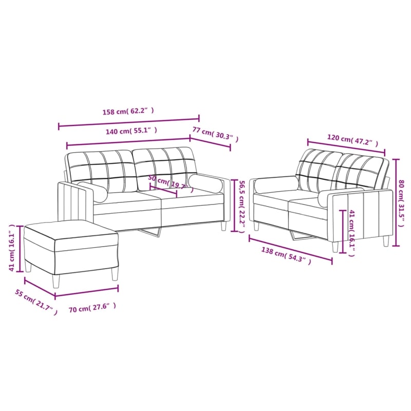 Vidaxl Sofa Set in Dark Grey Polyester