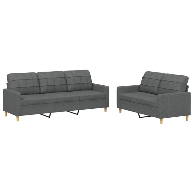 Vidaxl 2-Seater 3-Seater Footstool Sofa Set in Dark Grey Fabric