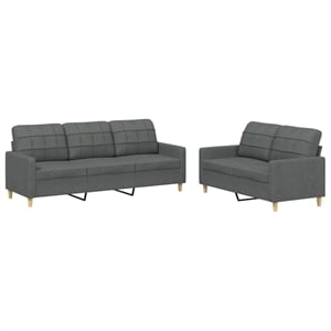 Vidaxl 2-Seater 3-Seater Footstool Sofa Set in Dark Grey Fabric