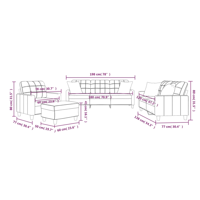 Vidaxl Sofa Set in Black Faux Leather