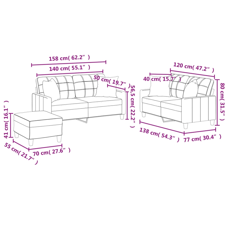 Vidaxl Sofa Set in Black