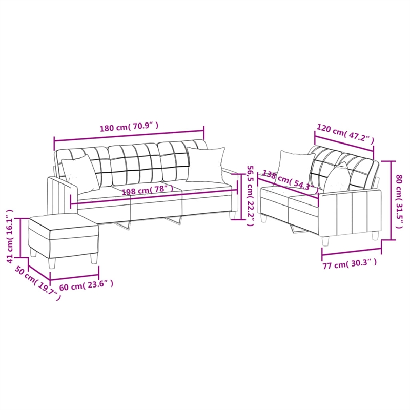 Vidaxl Sofa Set in Black Faux Leather
