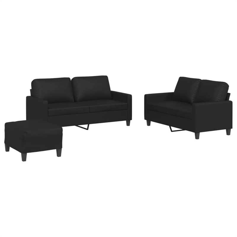 Vidaxl Sofa Set in Black Faux Leather