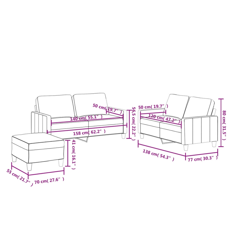 Vidaxl Sofa Set in Black Faux Leather