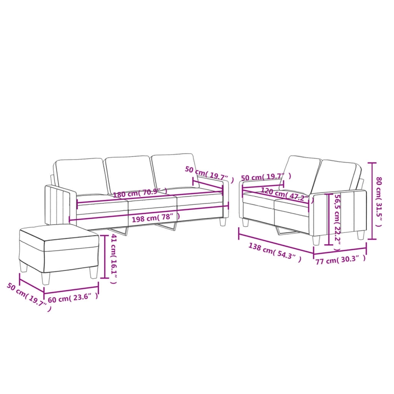 Vidaxl Sofa Set in Black Faux Leather