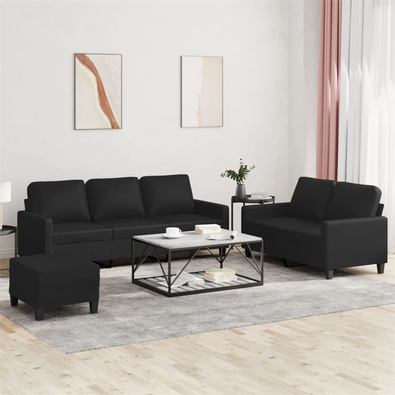 Vidaxl Sofa Set in Black Faux Leather