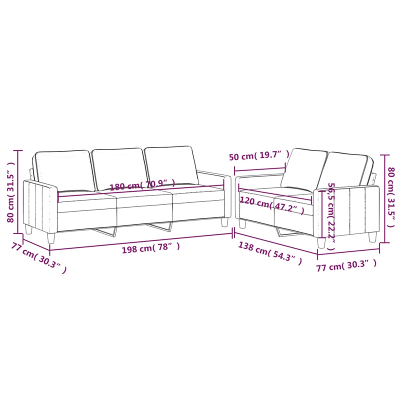 Vidaxl Metal Sofa Set in Black Velvet