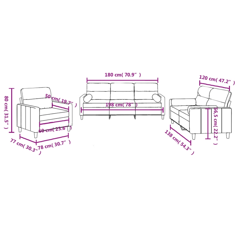Vidaxl Metal Sofa Set in Dark Grey Polyester Fabric