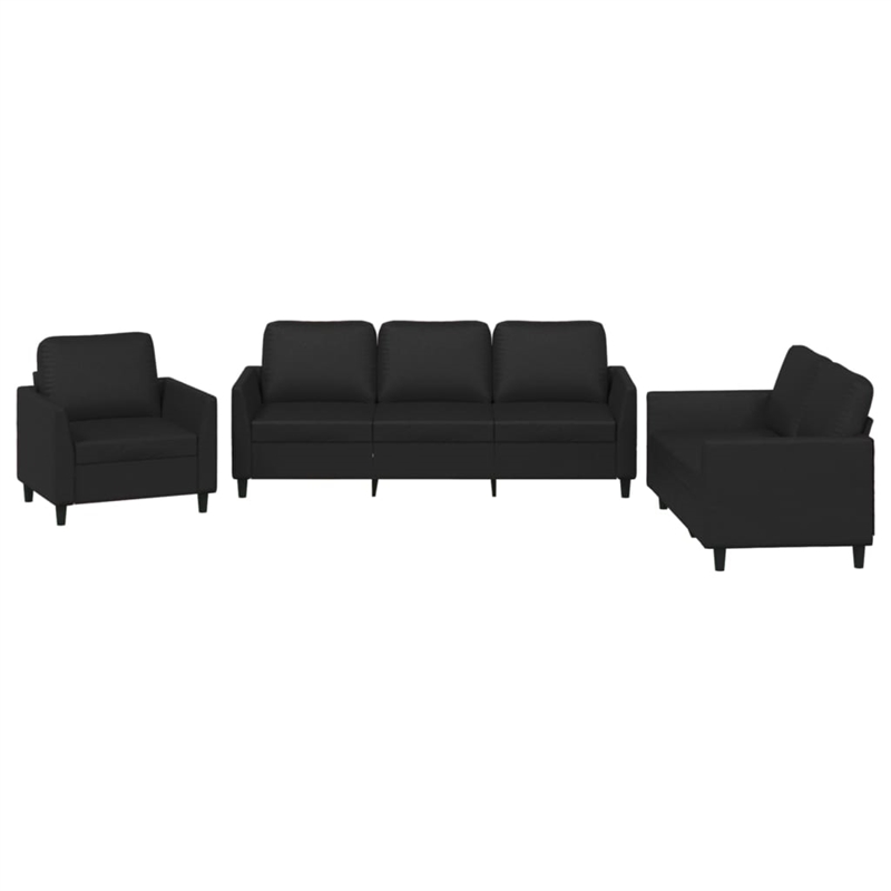 Vidaxl 2-Seater Durable Sofa Set in Black Faux Leather