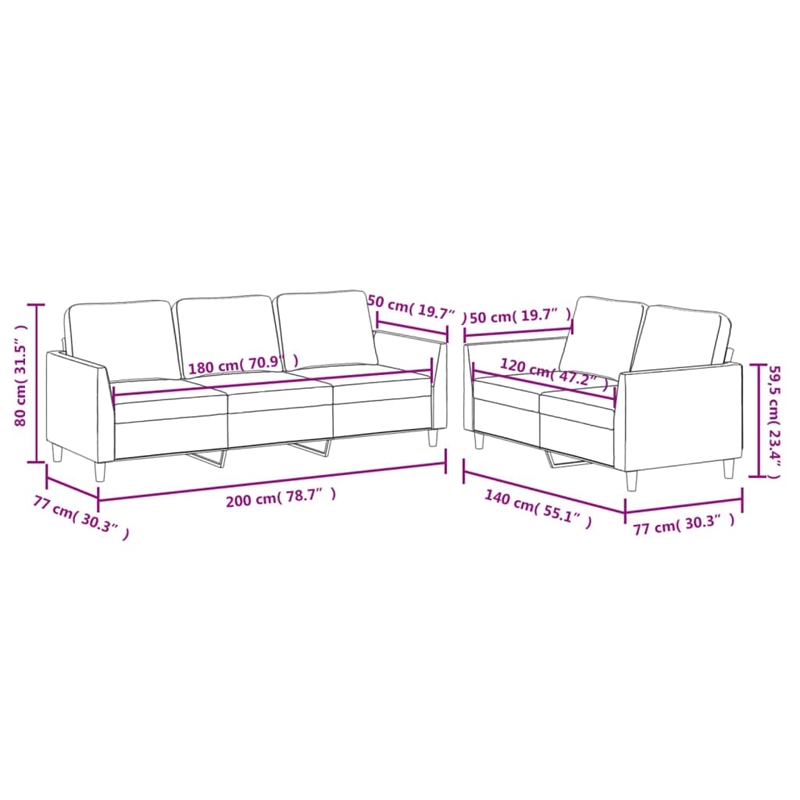 Vidaxl Metal Sofa Set in Black Faux Leather