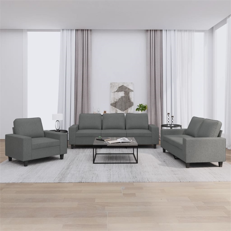 Vidaxl Metal Sofa Set in Dark Grey Polyester Fabric