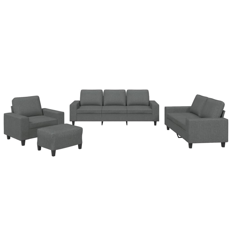 Vidaxl Metal Sofa Set in Dark Grey Polyester Fabric
