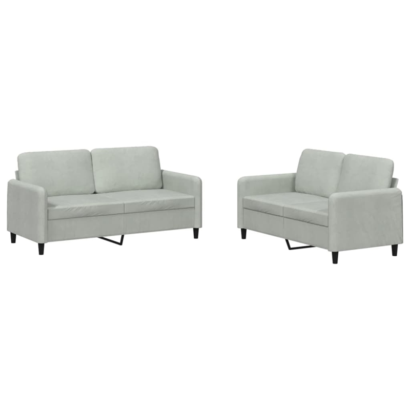Vidaxl 2 Piece 2 Seater Sofa Set in Light Gray Velvet