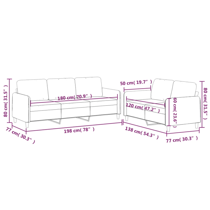 Vidaxl Metal Sofa Set in Black Fabric