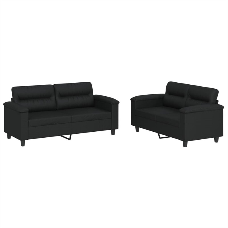 Vidaxl Metal Sofa Set in Black Faux Leather