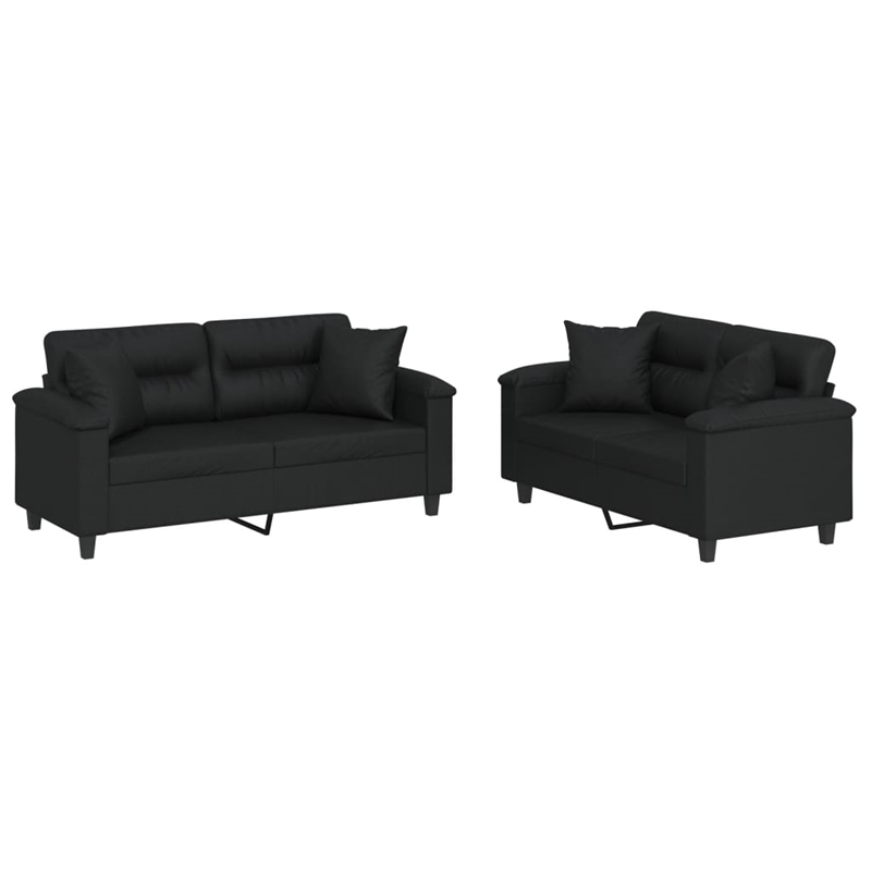 Vidaxl Metal Sofa Set in Black Faux Leather