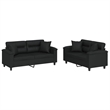 Vidaxl Metal Sofa Set in Black Faux Leather