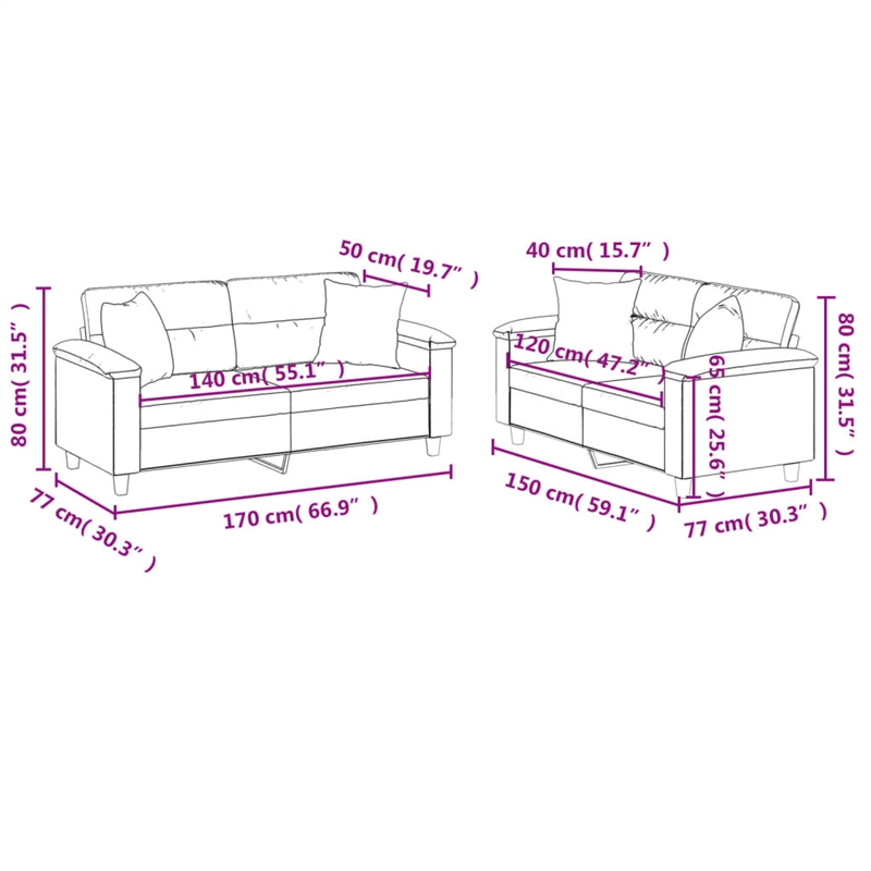 Vidaxl Metal Sofa Set in Black Faux Leather