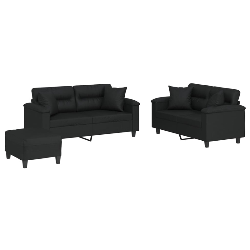 Vidaxl Metal Sofa Set in Black Faux Leather