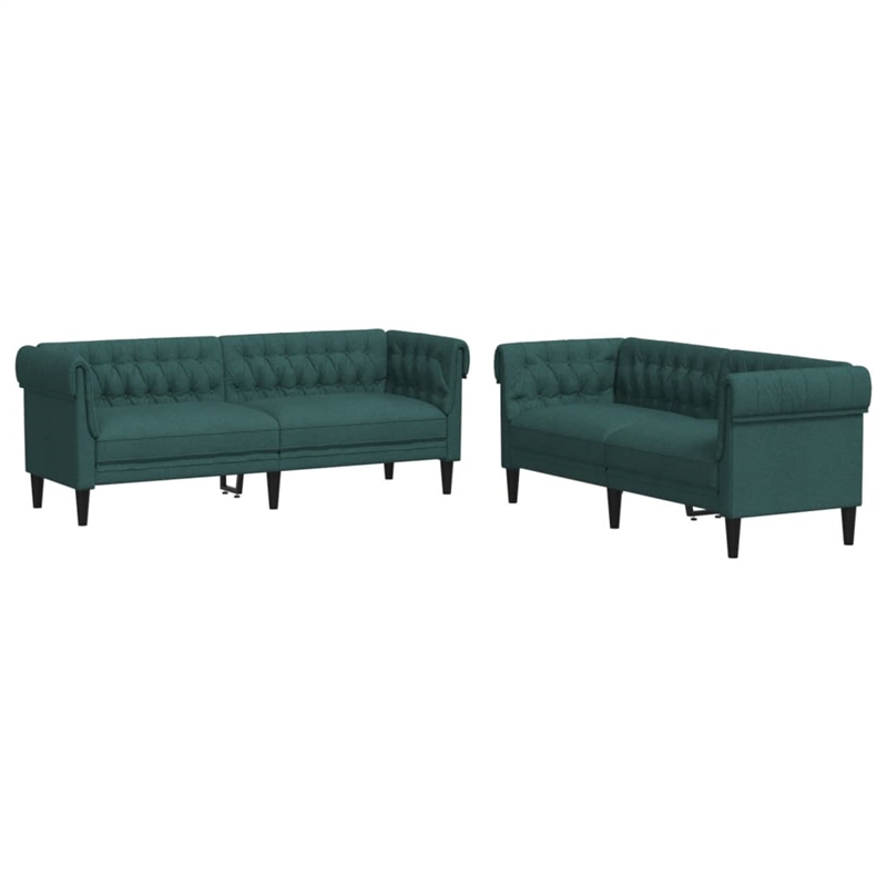 Vidaxl Wooden Sofa Set in Dark Green Polyester