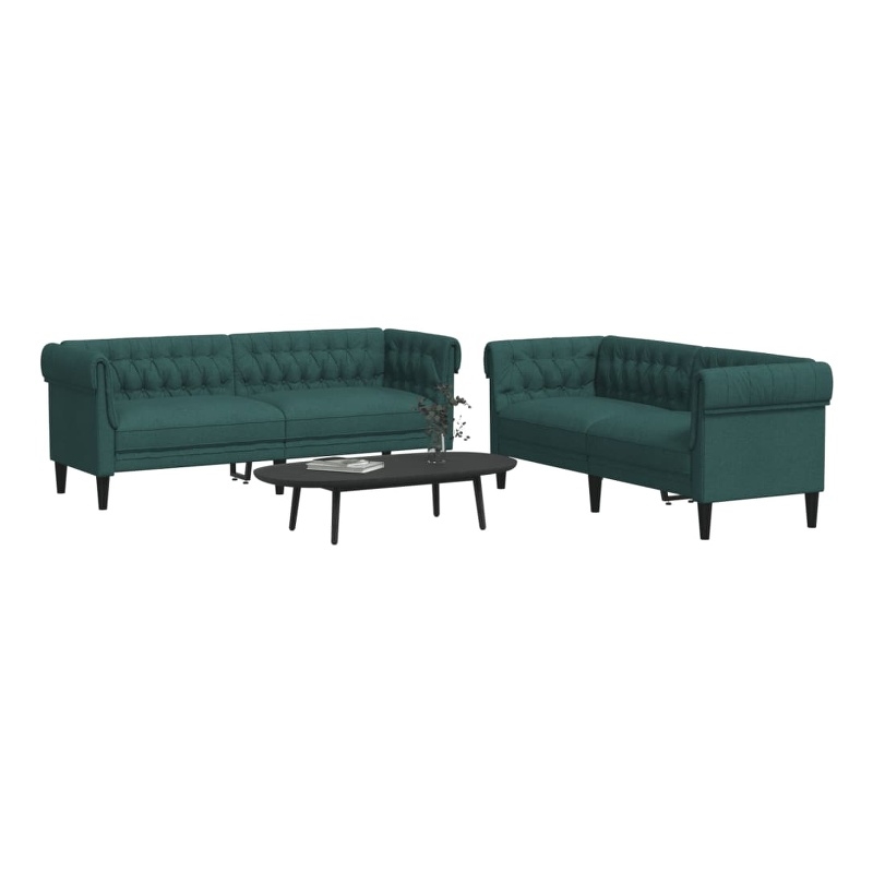 Vidaxl Wooden Sofa Set in Dark Green Polyester