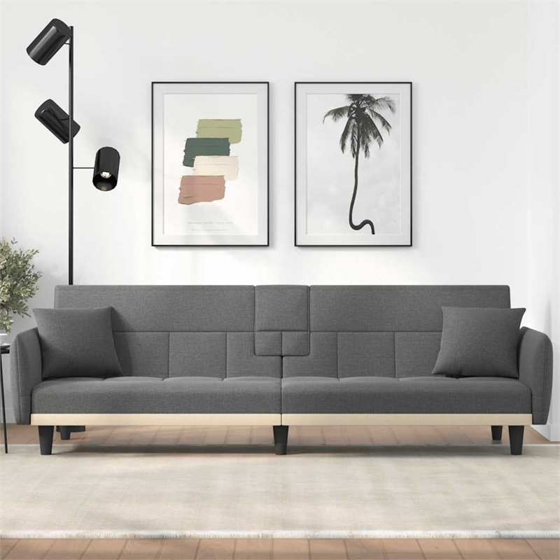 Vidaxl Large Sofa Bed in Dark Gray Fabric