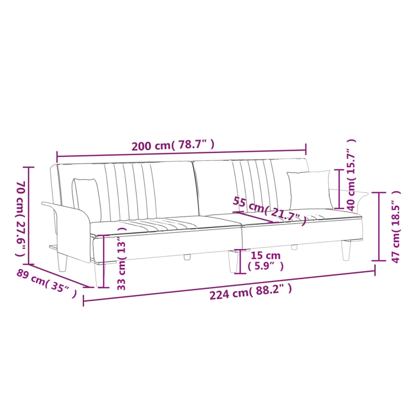 Vidaxl Standard Sofa Bed in Light Grey Fabric