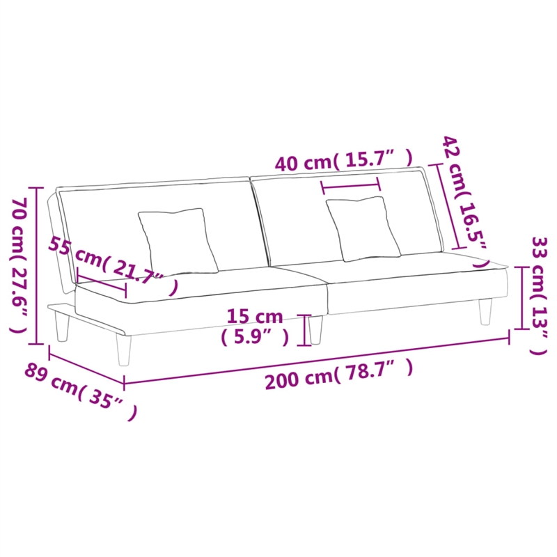 Vidaxl Standard Sofa Bed in Dark Grey Fabric Polyester