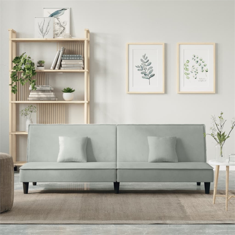 Vidaxl Sofa Bed in Light Grey Polyester Velvet Plywood